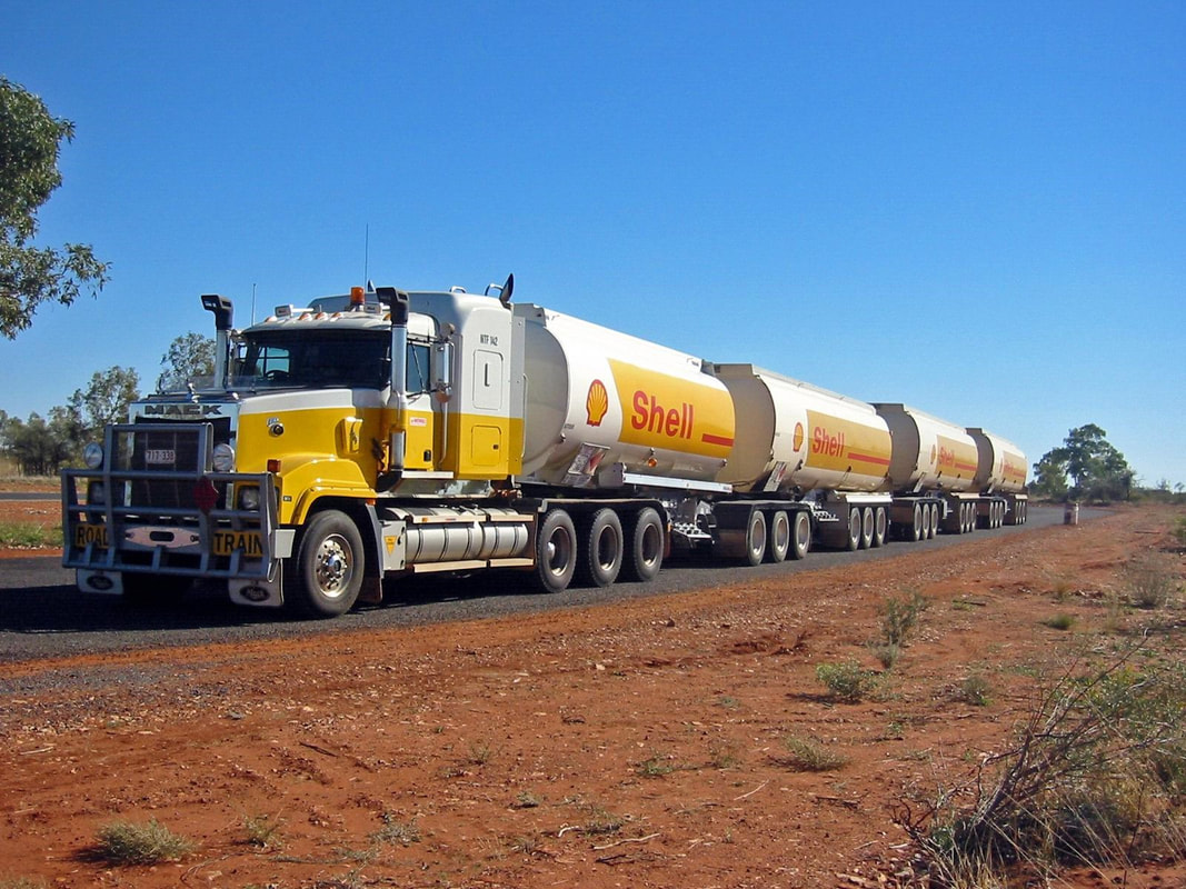 petrol tanker road train australia outback transport